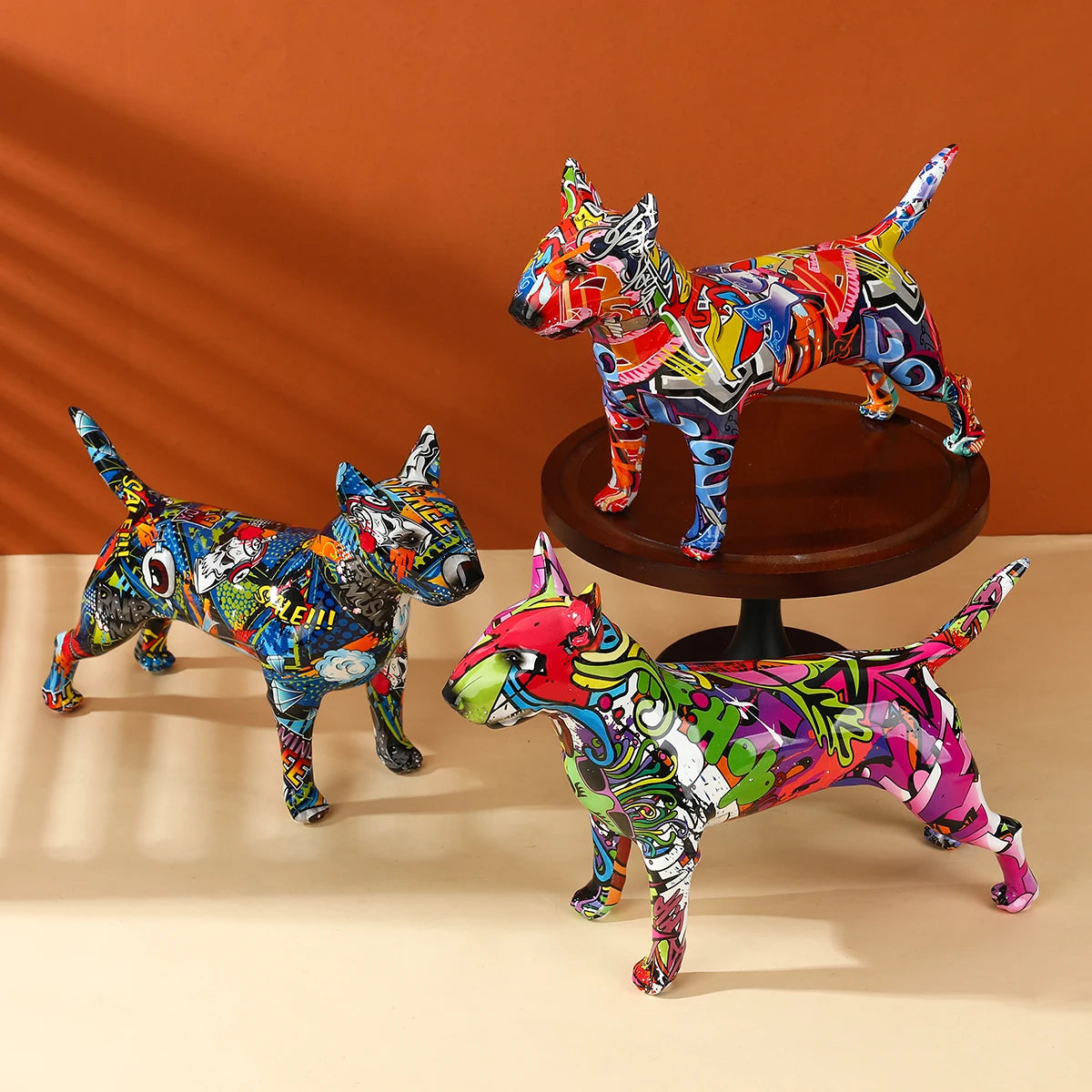 Colorful Bull Terrier Small Resin Pet Dog