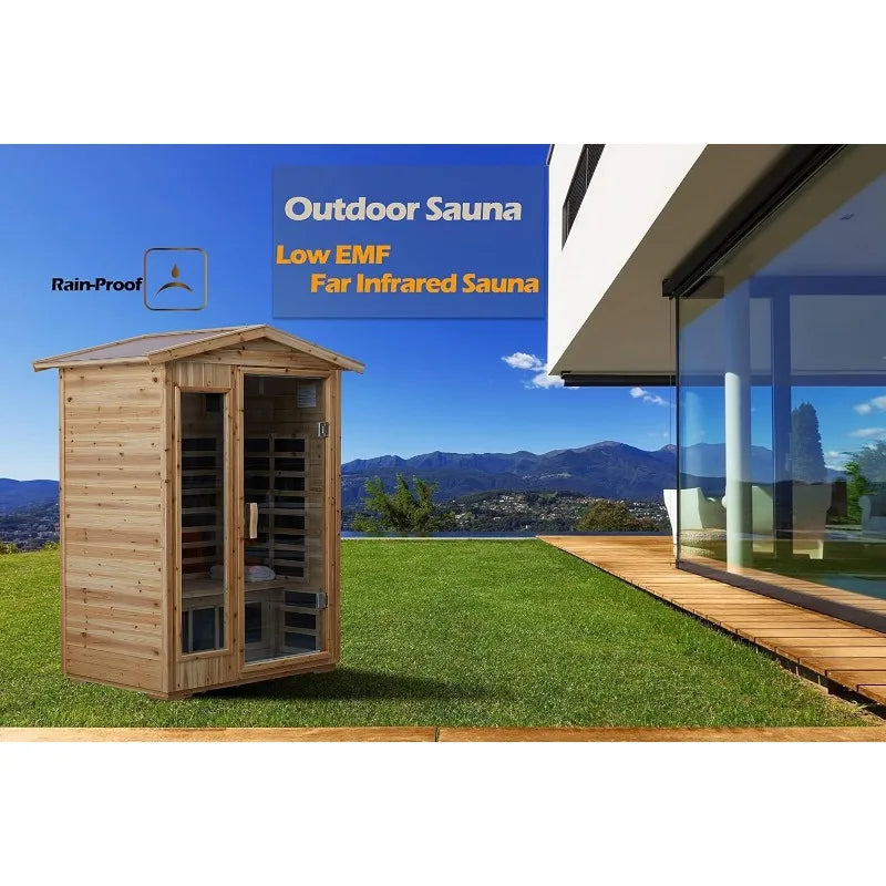 2-Person All-Weather Outdoor Sauna, Low EMF FIR Cabin