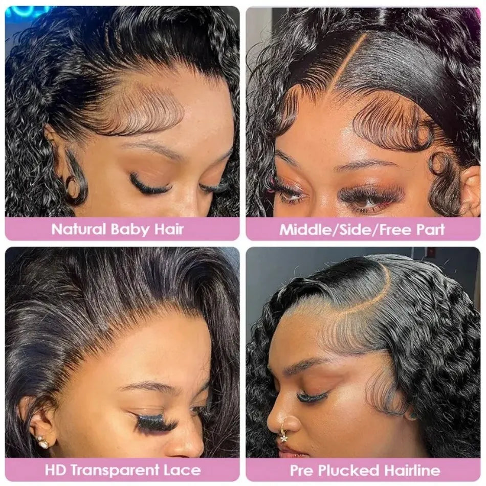250 Density 13X6 Hd Lace Frontal Wig Deep Wave Human Hair Wigs 100%
