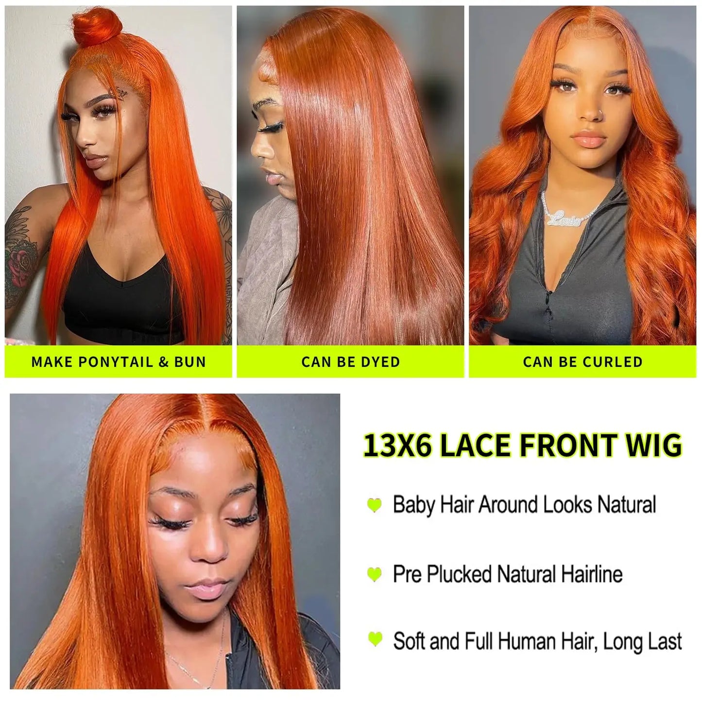 Ginger Wig Human Hair 30 Inch 200 Density 13x6 HD Lace Front
