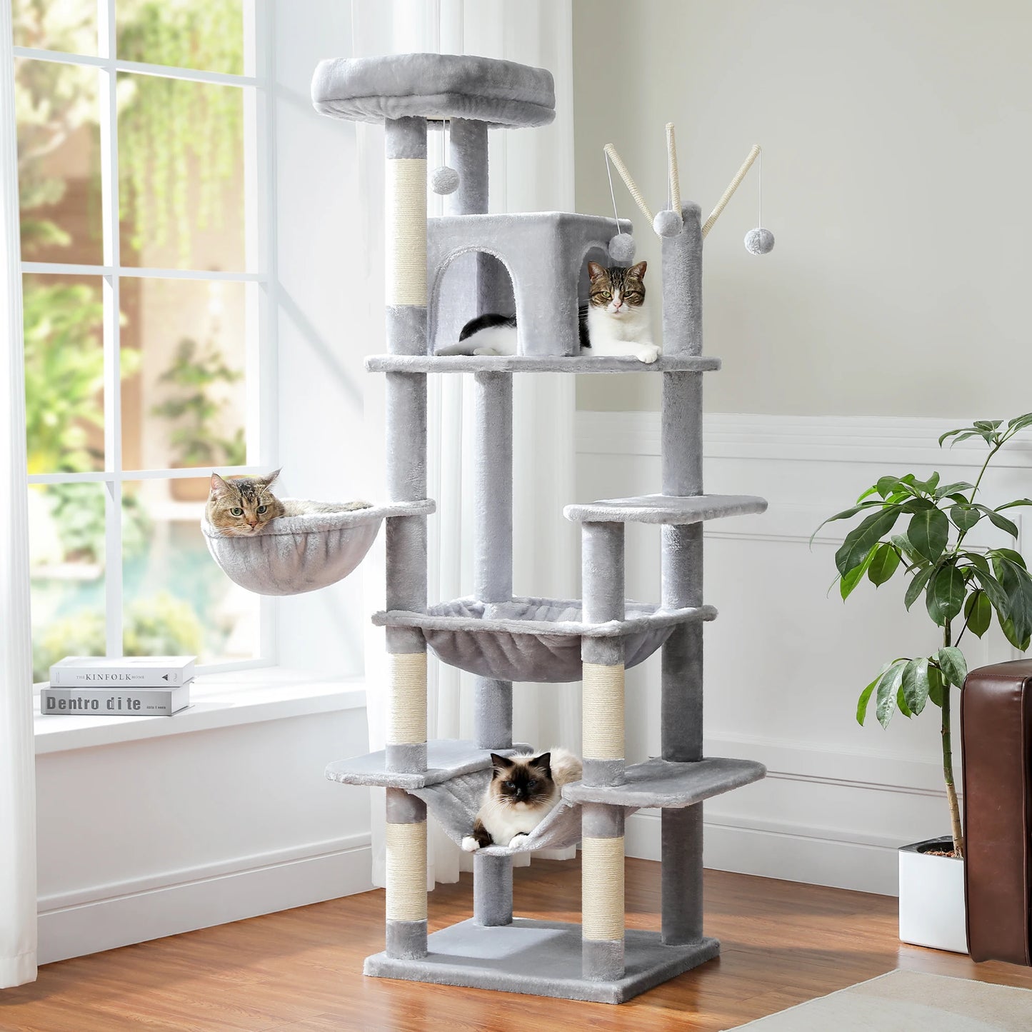 Large Cat Tree Tall Cat Tower for Indoor Cats Multi-Level Plush Cat Condo