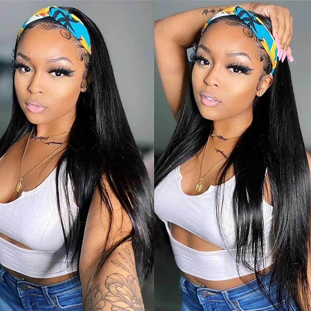 Headband Wig Human Hair Bone Straight Human Hair Wigs