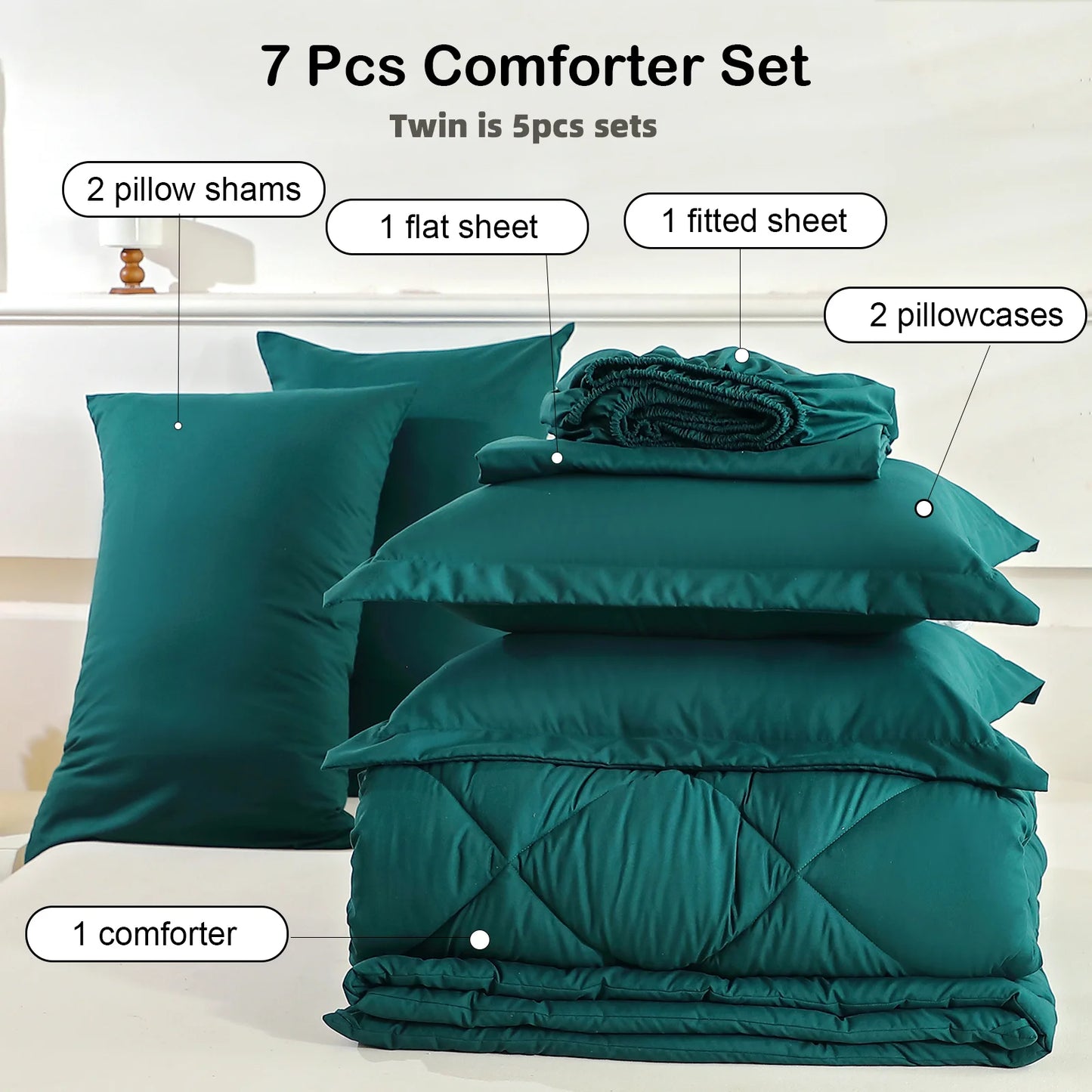 5pcs/7pcs Twin Full Queen King Bedding Sets Home Decor Comforter Flat Sheet