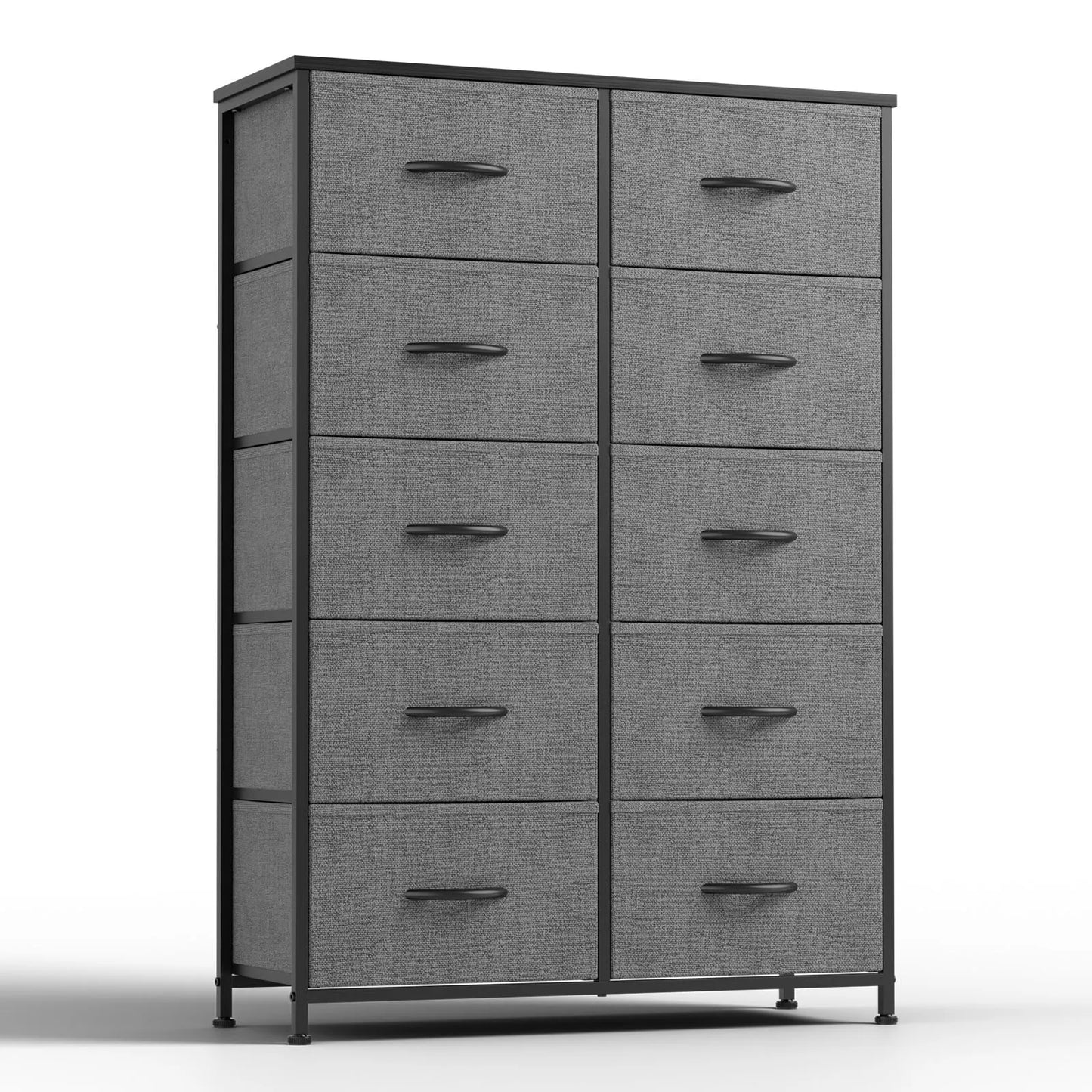 Bedside Table For Bedroom With 10 Fabric Drawers Nightstand Storage