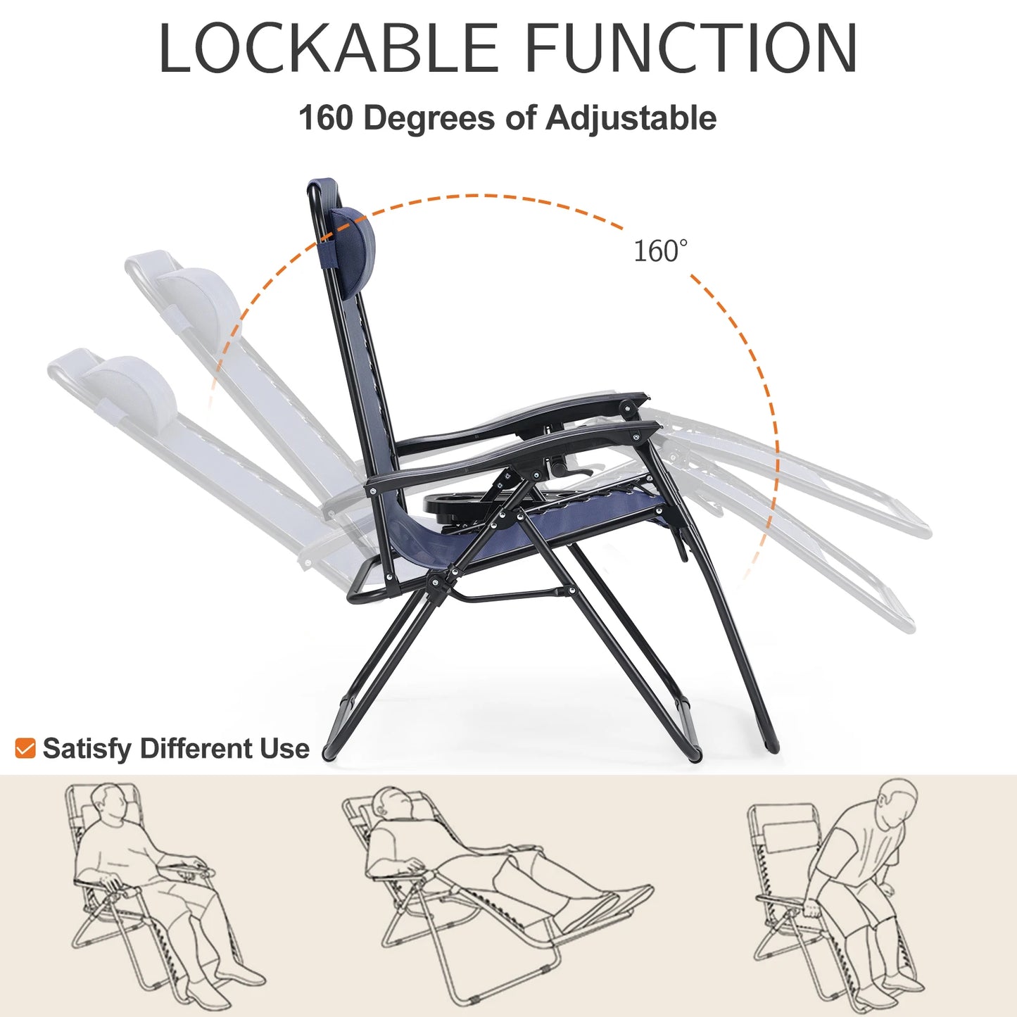 Zero Gravity Set of 2 Portable Recliner Camping Patio Out door