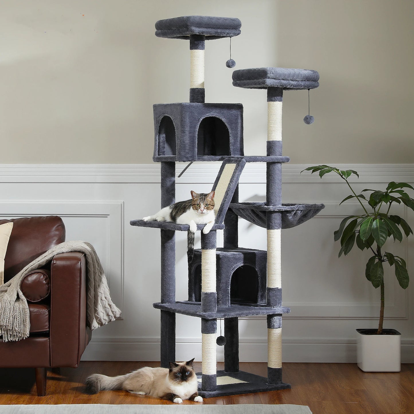Large Cat Tree Tall Cat Tower for Indoor Cats Multi-Level Plush Cat Condo