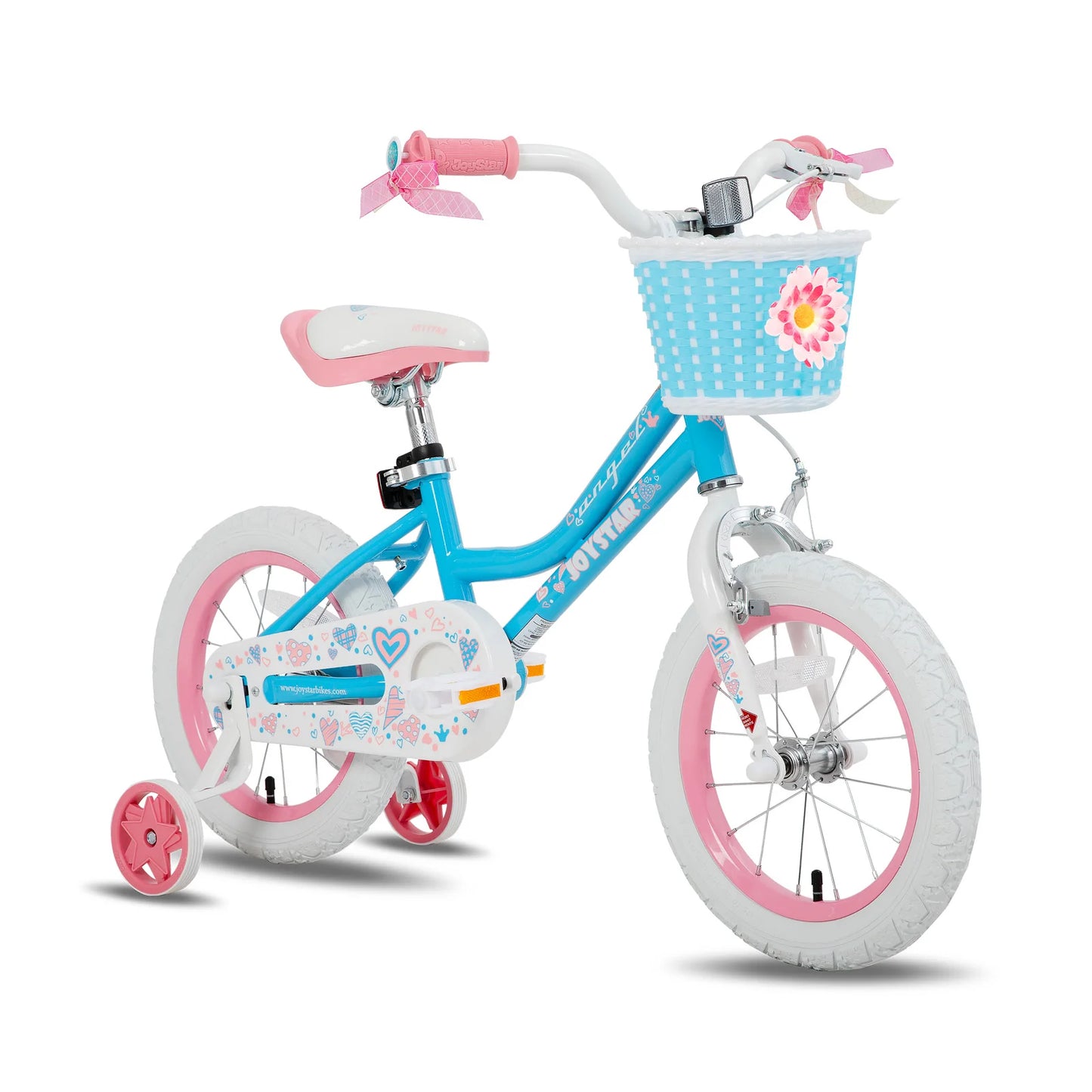 Girls Bike with Basket & Training Wheels Kids Bike Foot Brake