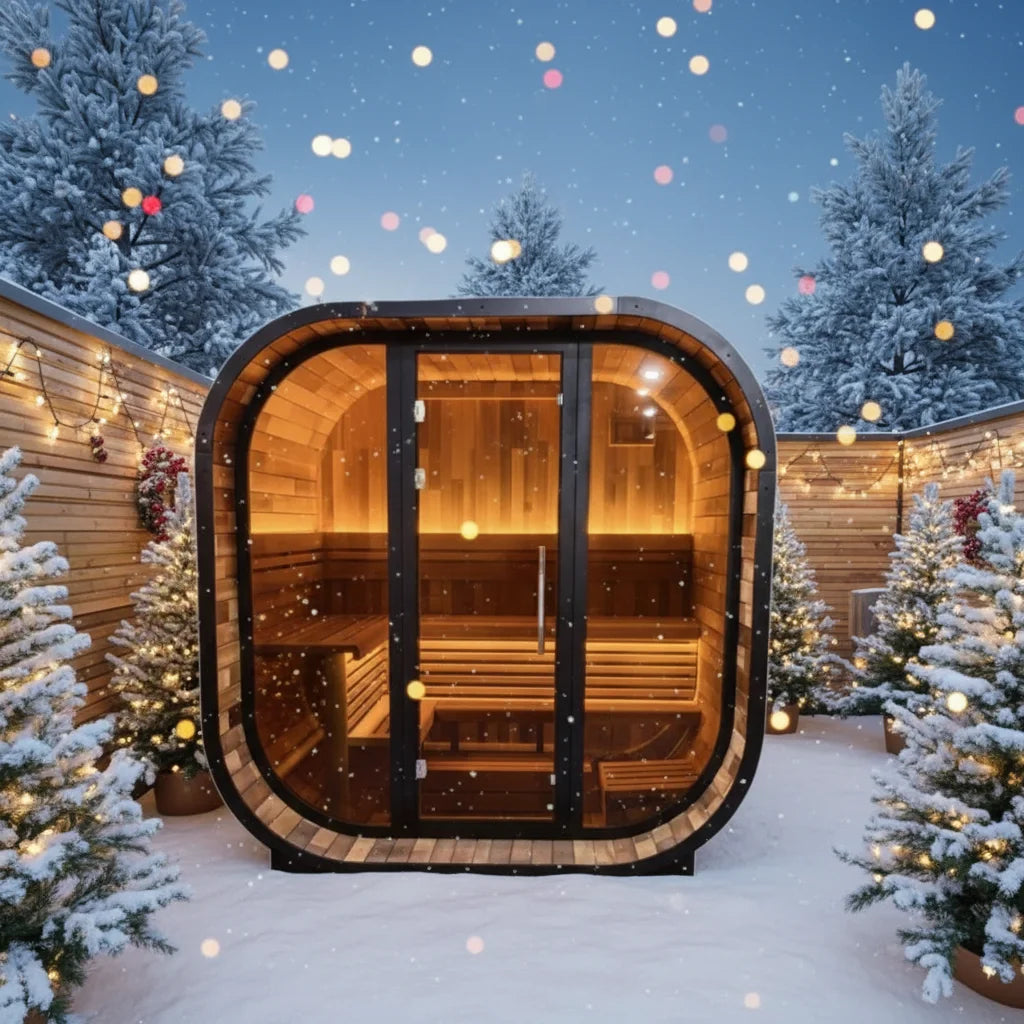 Modern Dry Sauna Room Spliced Redwood 4-6 Person Large Luxury