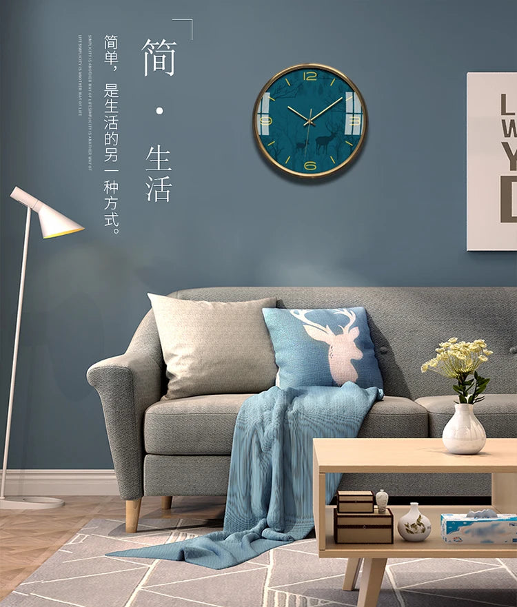 Modern Large Wall Clock Vintage Solid Wood Ro Retro Silent Living