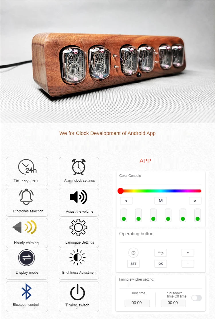 Wood Nixie Tube Clock Retro Alarm Table Clock Digital Watch Soviet Union In12 Tube Electronic Desktop Clocks Black Walnut Gift