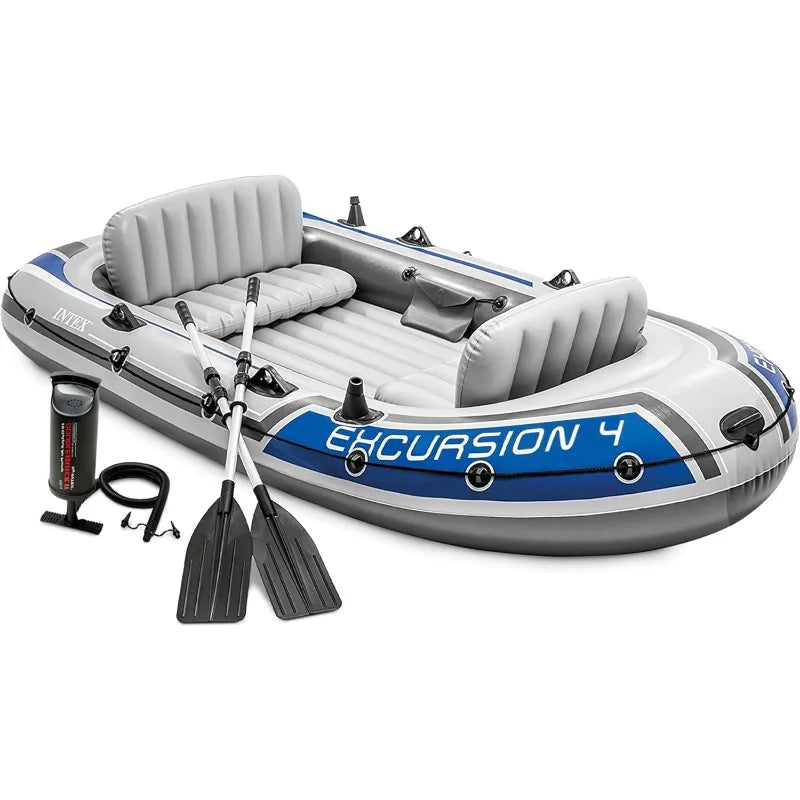Garden Excursion 4 Inflatable Boat Set: Includes Deluxe 54in Boat Oars