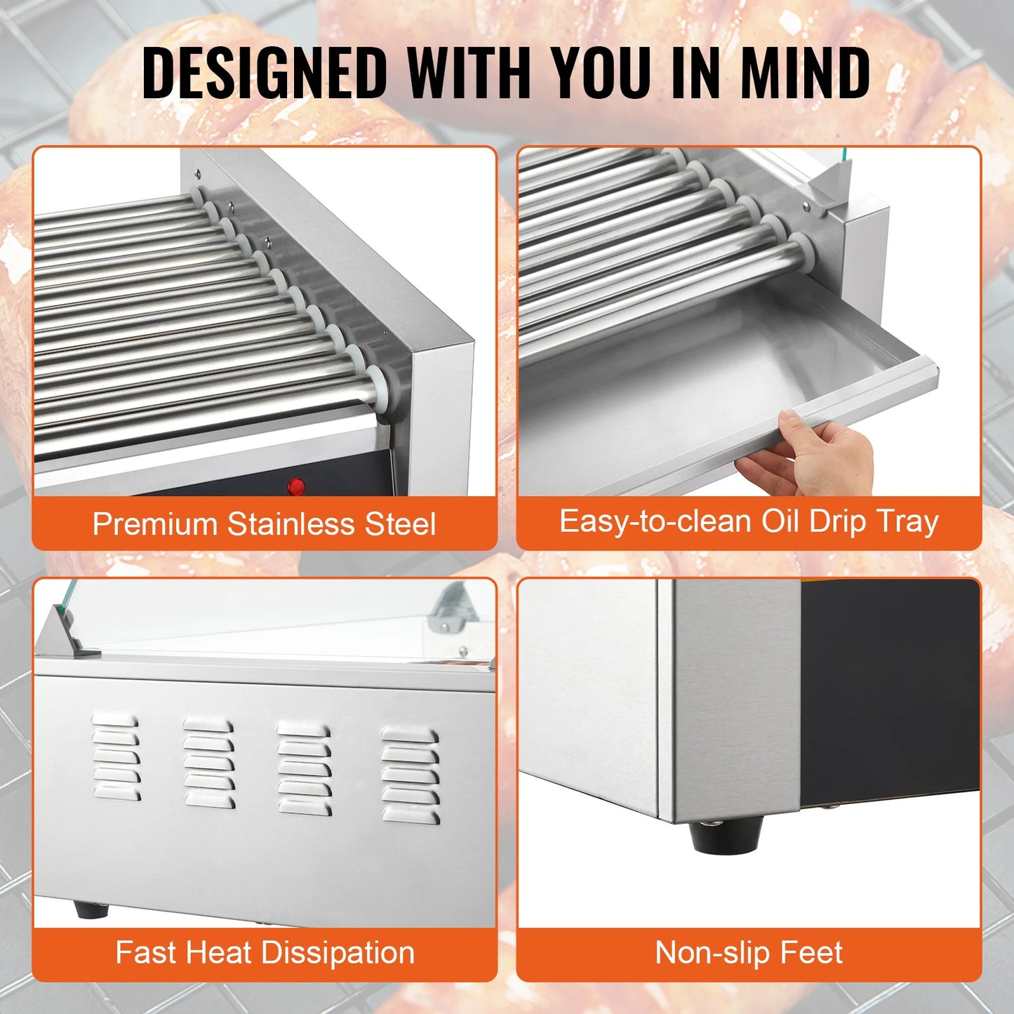 Commercial Hot Dog Roller Electric Sausage Maker Barbecue Grill Machine