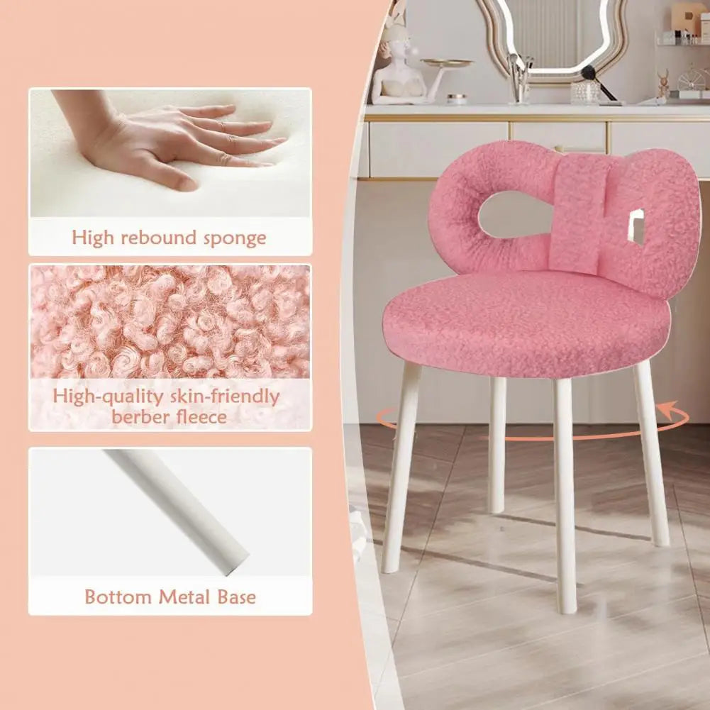 Vanity Stool with Bowknot Backrest