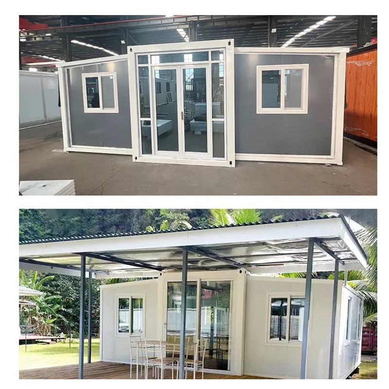 Customized Mobile Double Wing Foldable Modular 20ft Expandable Container House Tiny On Wheels With Electrical And Plumbing For S