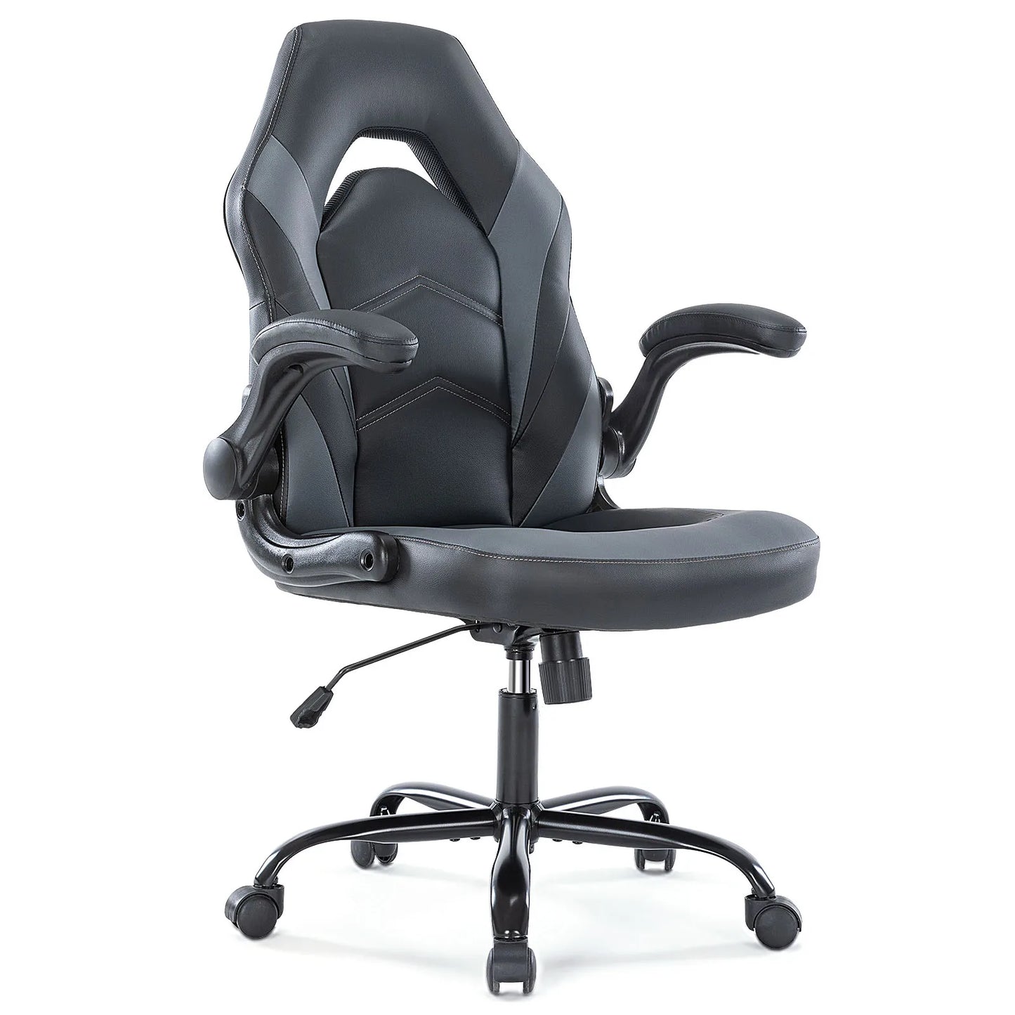 Gaming Desk Chair Adjustable PU Leather Racing Chair Flip-up Armrest