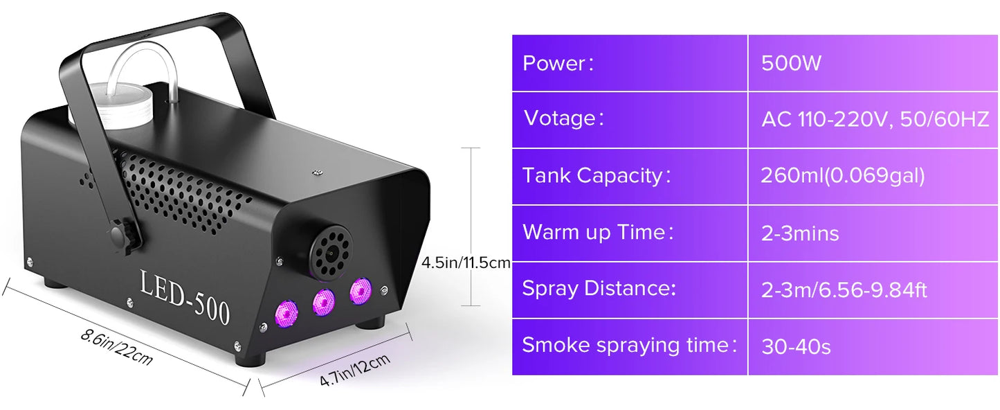 Smoke Machine Wireless Control Fog Machine RGB LED Stage Lighting