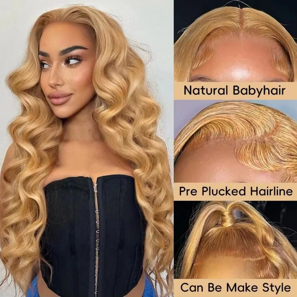 27# Honey Blond 13x4 Body Wave Lace Frontal Human Hair Wigs