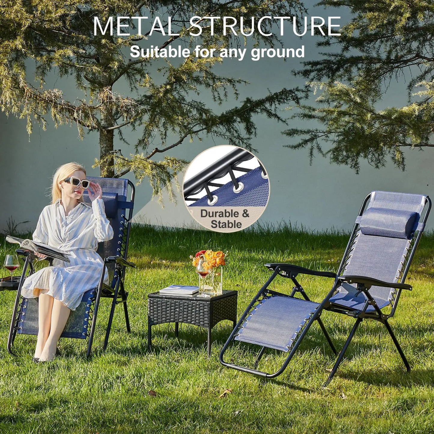 Zero Gravity Set of 2 Portable Recliner Camping Patio Out door