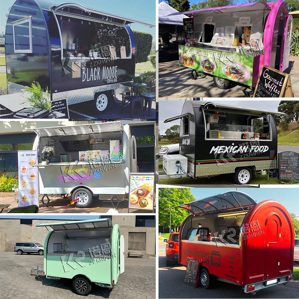Retro Fully Equipped Street Ice Cream Cart Outdoor Fast Food Trailer Mobile Hot Dog Truck Concession Food Truck for Sale