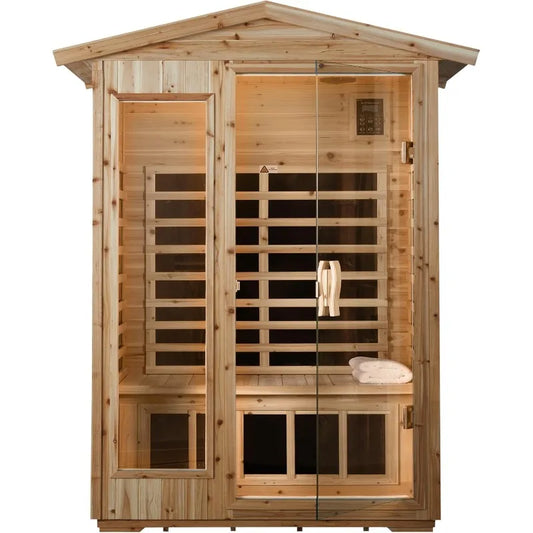 2-Person All-Weather Outdoor Sauna, Low EMF FIR Cabin