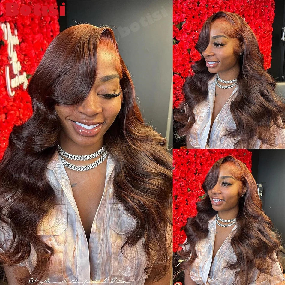 Chocolate Brown Human Hair Wig 13x6 HD Lace Frontal Wig