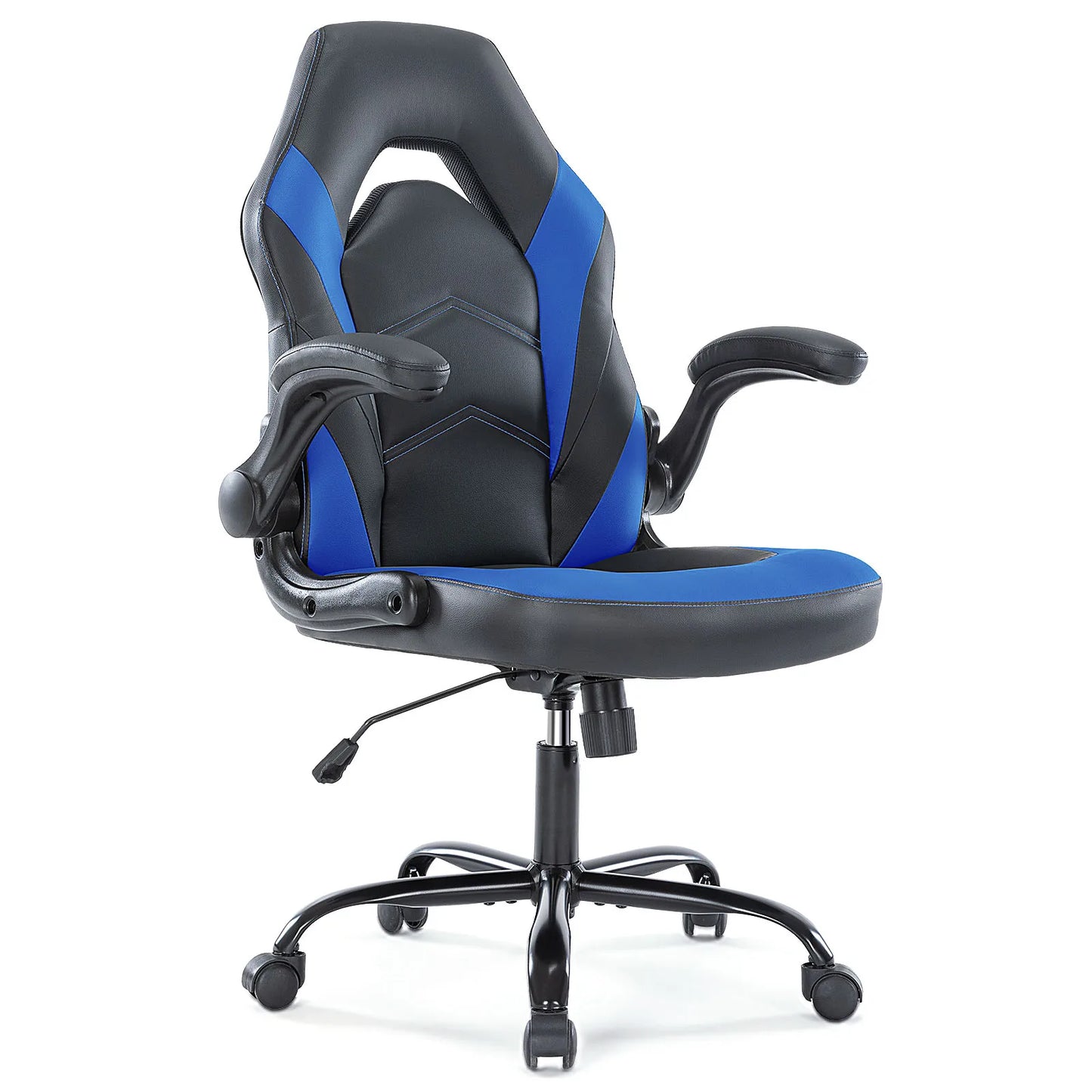 Gaming Desk Chair Adjustable PU Leather Racing Chair Flip-up Armrest