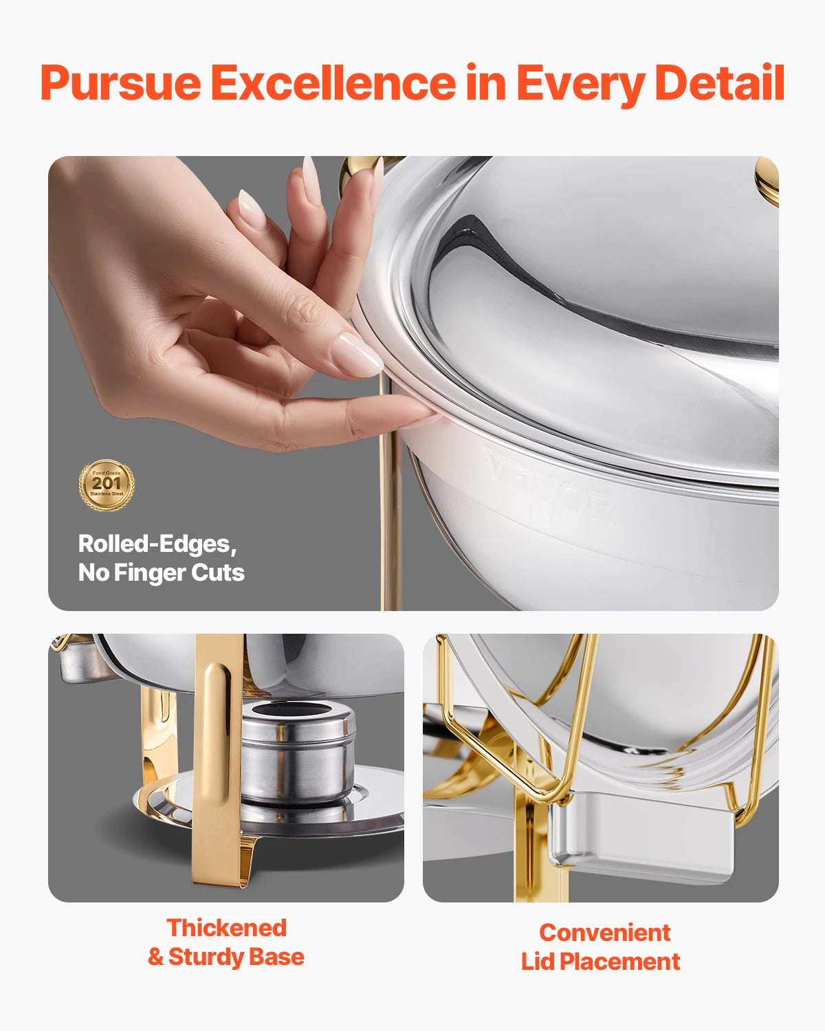 4 Pack Chafing Dish Buffet Se t Stainless Steel Chafer w/4 Full Size Pan Round