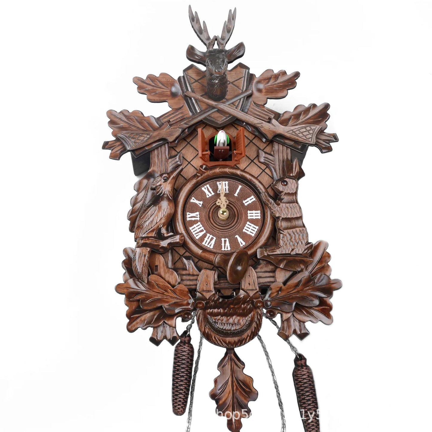 Vintage Cuckoo Wall Clock with Bird Chime Wall Watch Mechanism for Living Room
