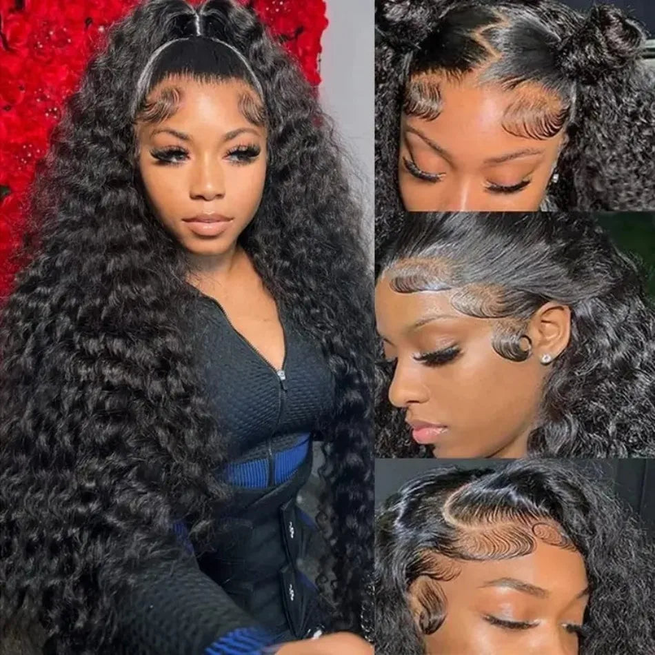 250 Density 13X6 Hd Lace Frontal Wig Deep Wave Human Hair Wigs 100%