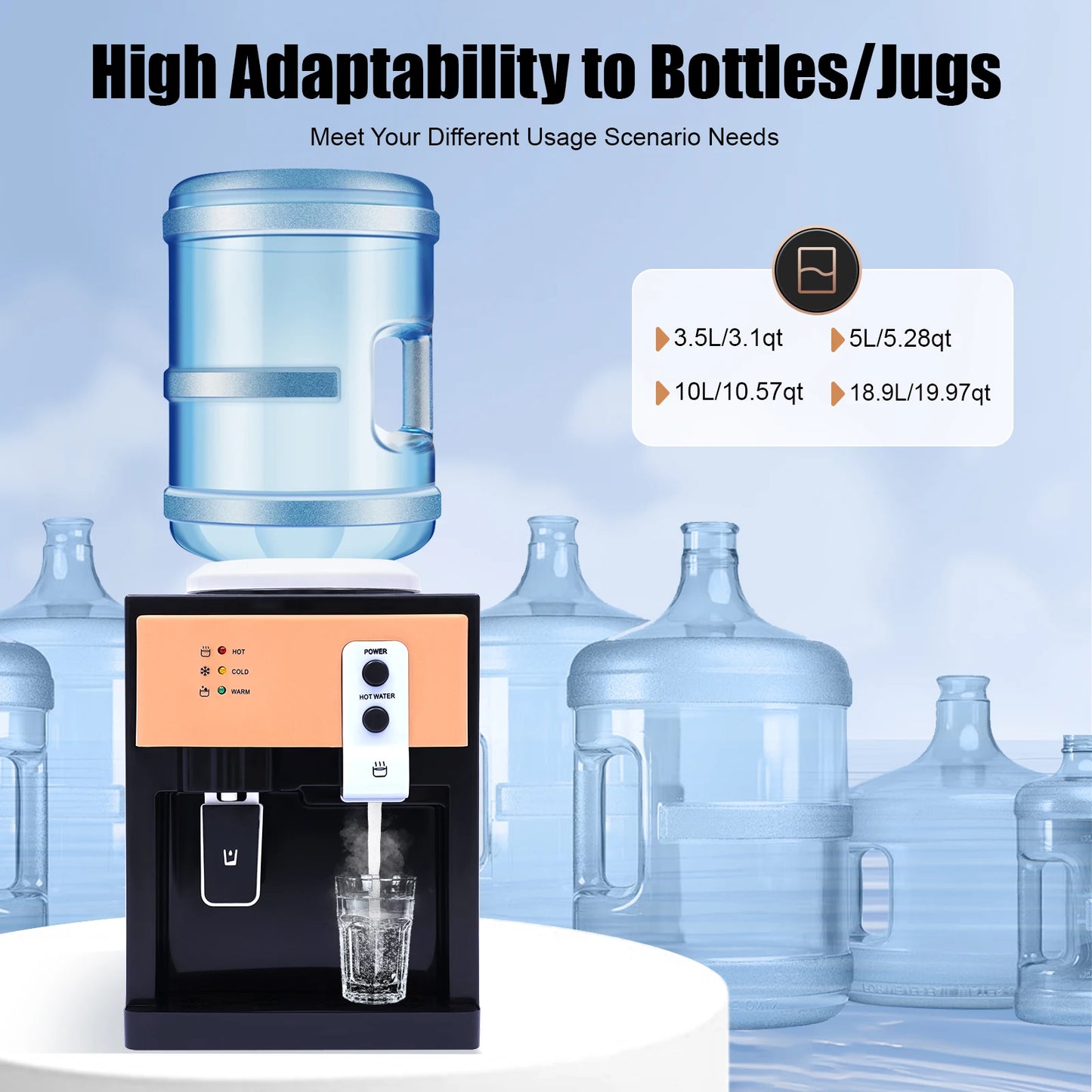 Electric Hot and Cold Water Cooler Dispenser  Desktop Top Loading