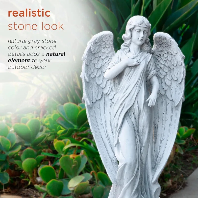 Angel Statue Yard Art Decoration, Light Gray