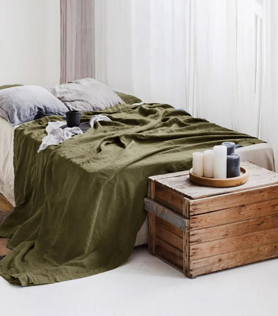1Piece Washed French Bed linens Pure linen 100% Bedsheets Stone