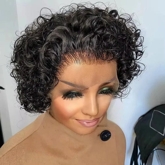 Short Pixie Cut Curly Wig - Brazilian Human Hair Lace Front | Restful Hideout