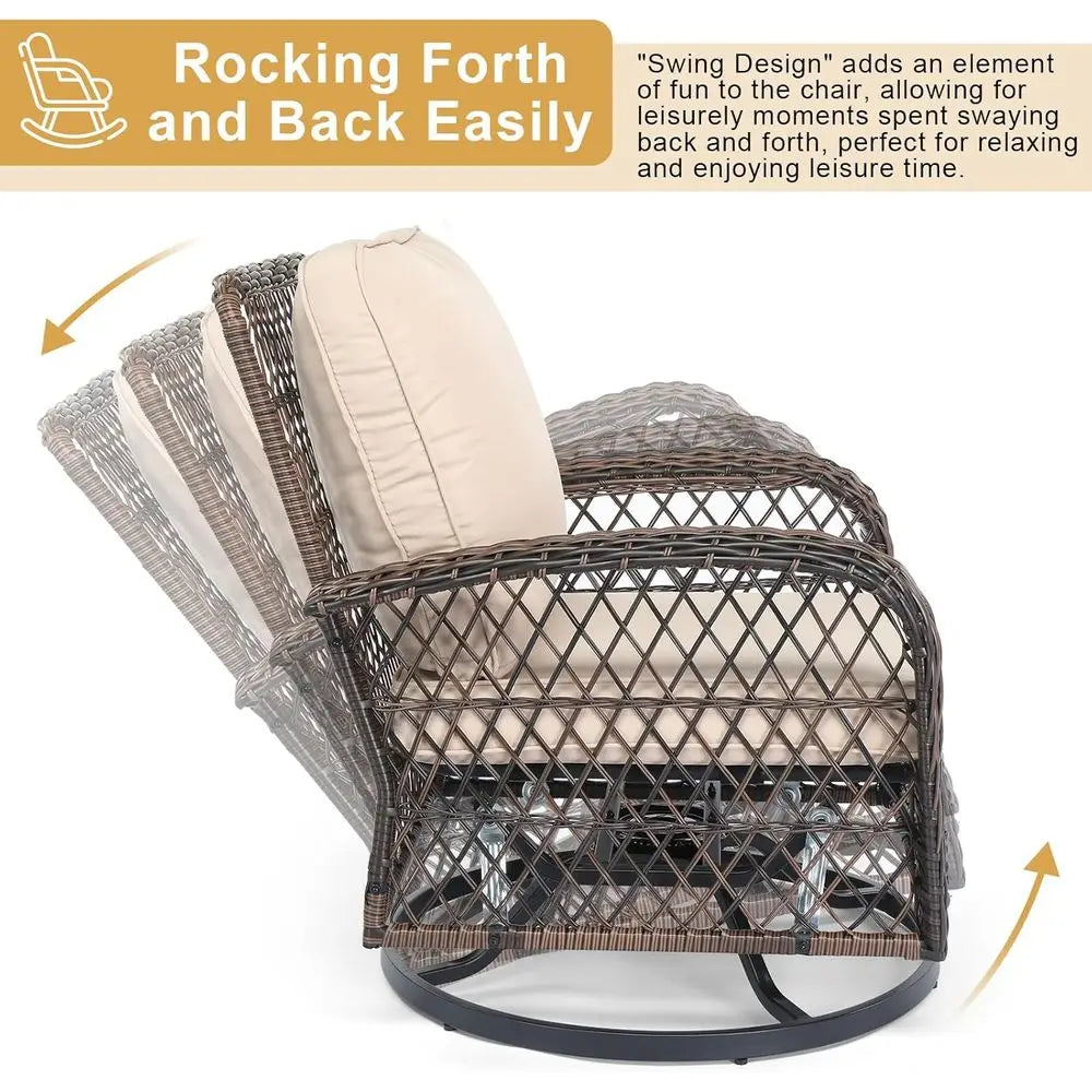 3-Piece Patio Furniture Set,  Swivel Rocking Chairs for  2, Outdoor Swivel Bistro Chairs, Porch Chairs with Bistro Table