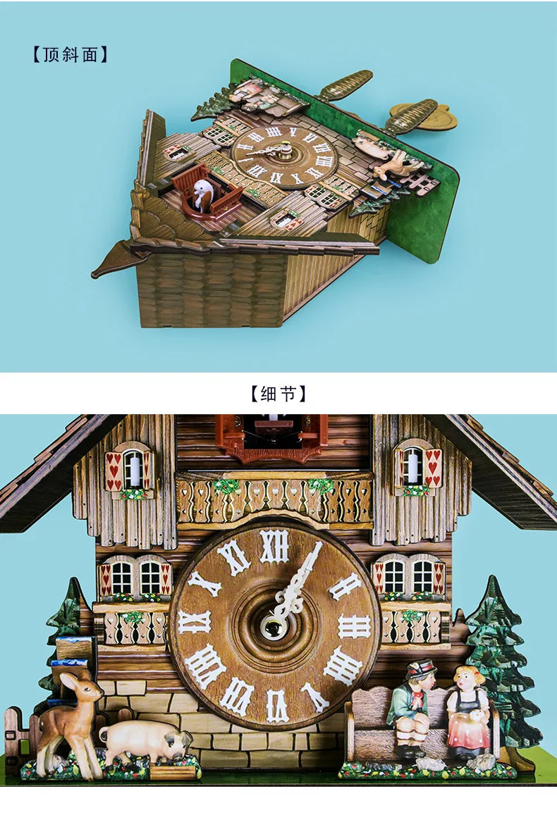 Vintage Cuckoo Wall Clock with Bird Chime Wall Watch Mechanism for Living Room