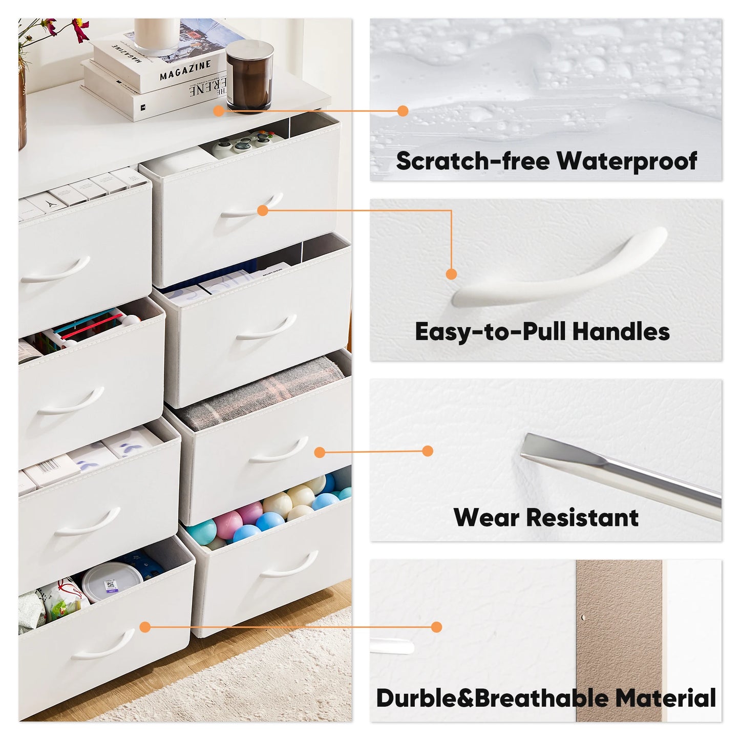 Bedroom With 8 Fabric Drawers Storage Cabinet Steel Frame Assembly