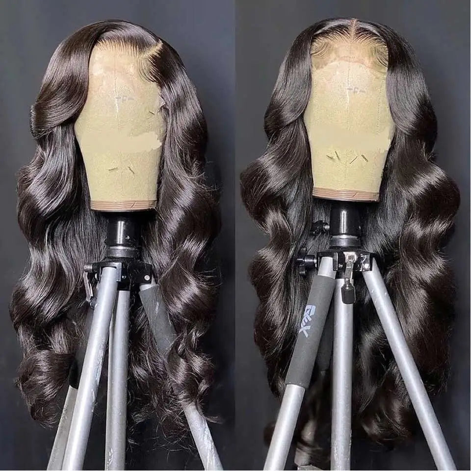 13x4 Lace Front Human Hair Wig Brazilian Body Wave Glueless Natural Black