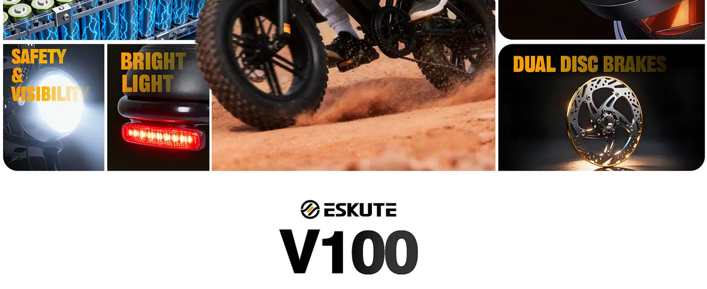 V100 Electric Bike, 1500W Peak 28MPH 48V13Ah Motorcycle,
