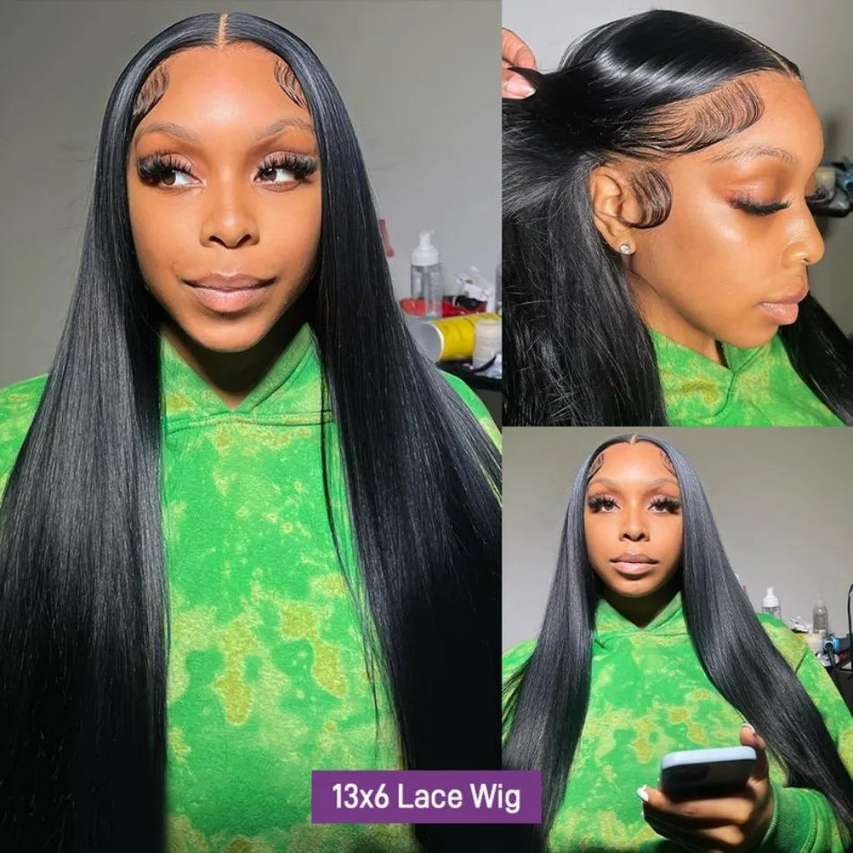 Straight Human Hair Wigs Frontal Wig Glu less
