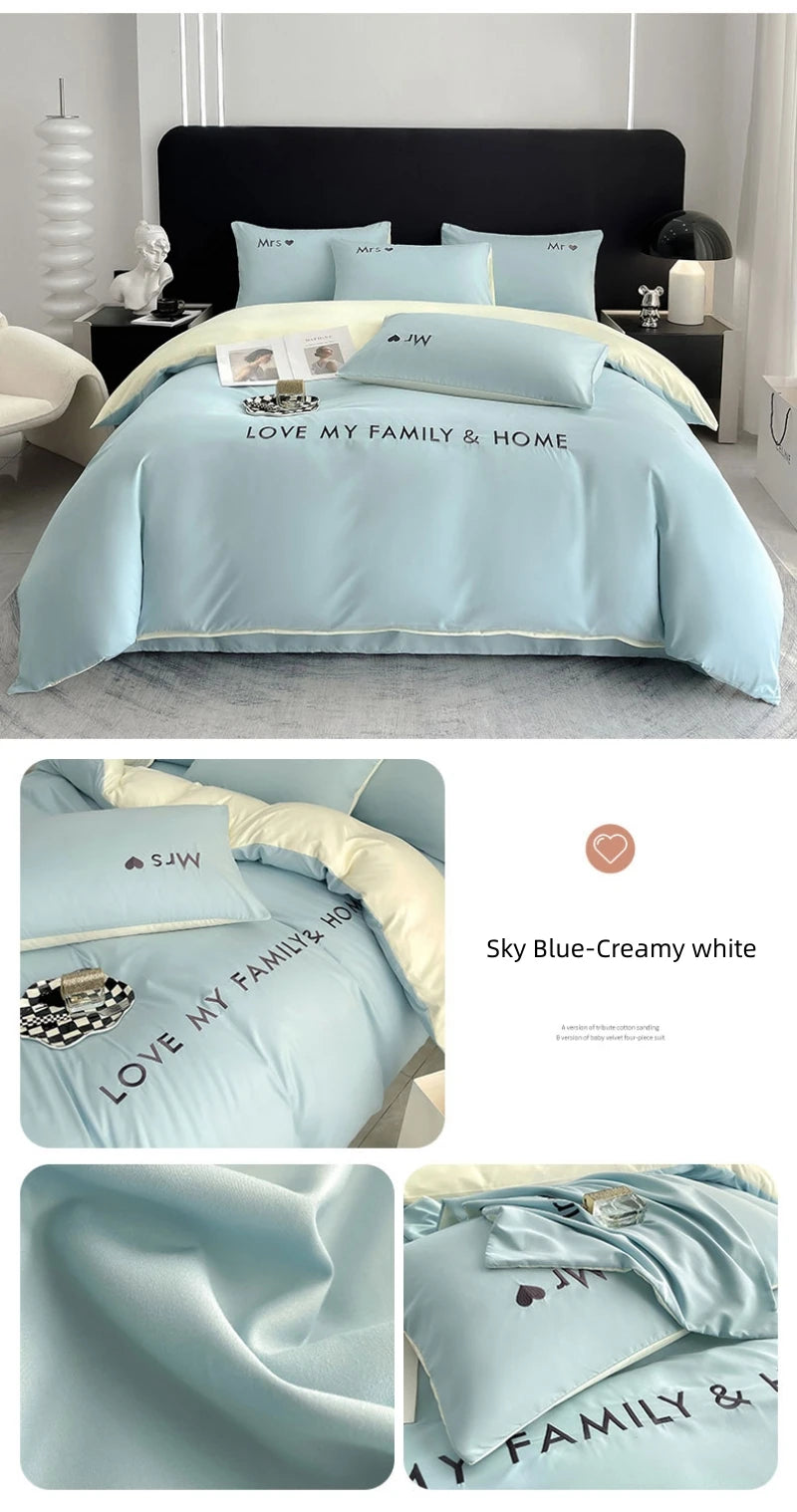 Nordic Luxury Egyptian Cotton Bedding Set King Queen Double Twin Size