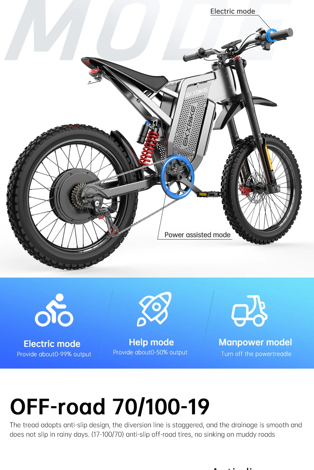 Electric Motorcycles 3000W Brushless Gearless Motors Speed 85Kmh Adult