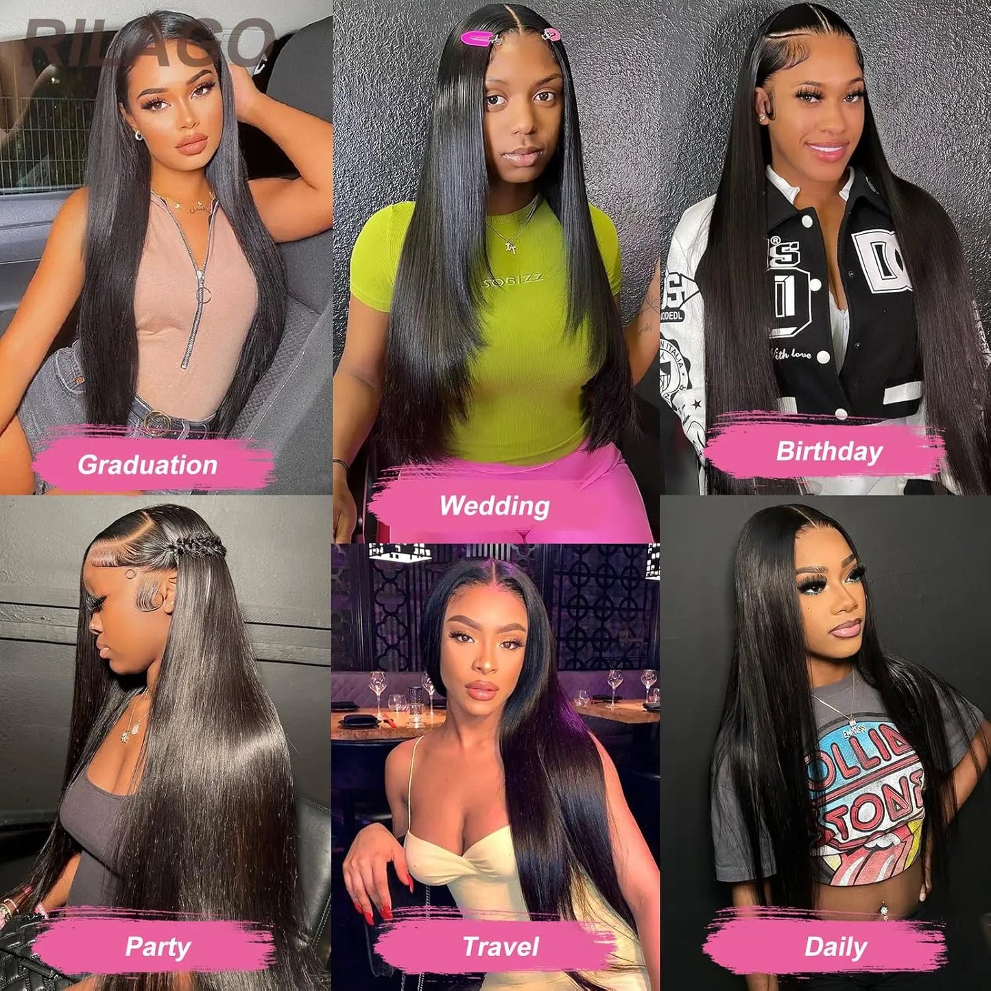 Natural Black Straight 13x4 Lace Front Human Hair Wig Glueless Brazilian