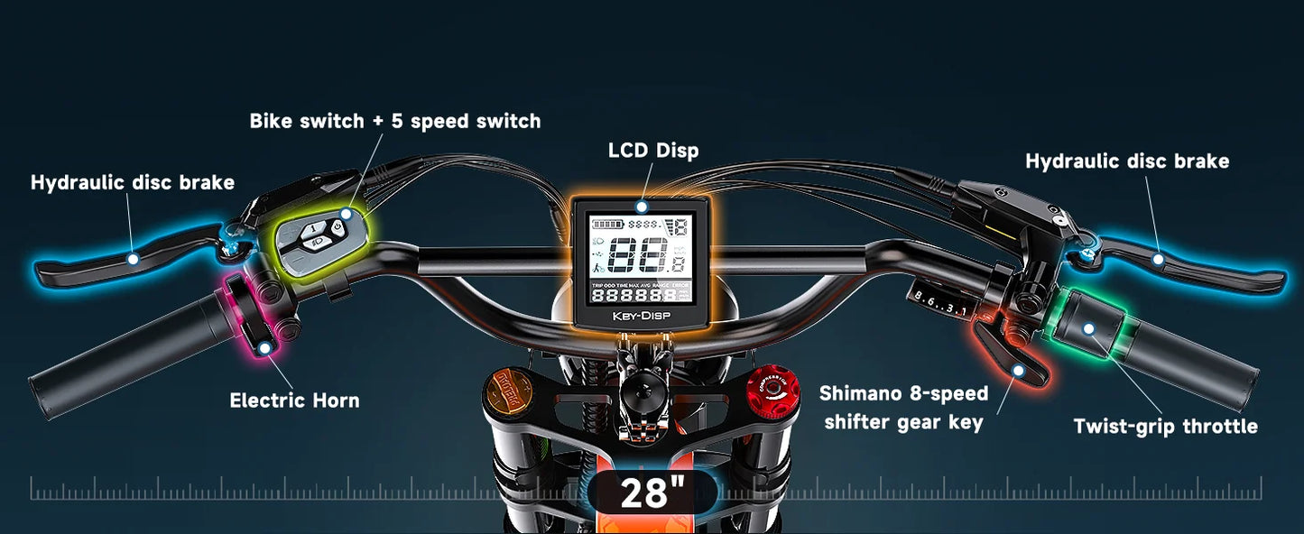 Folding Electric Bike for Adults, 35MPH 100Miles,  Fat Tire