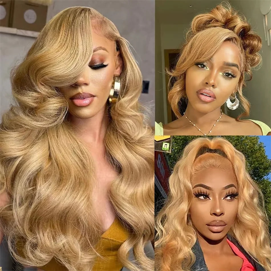 Honey Blond Body Wave 13x4 Lace Frontal Human Hair Wigs