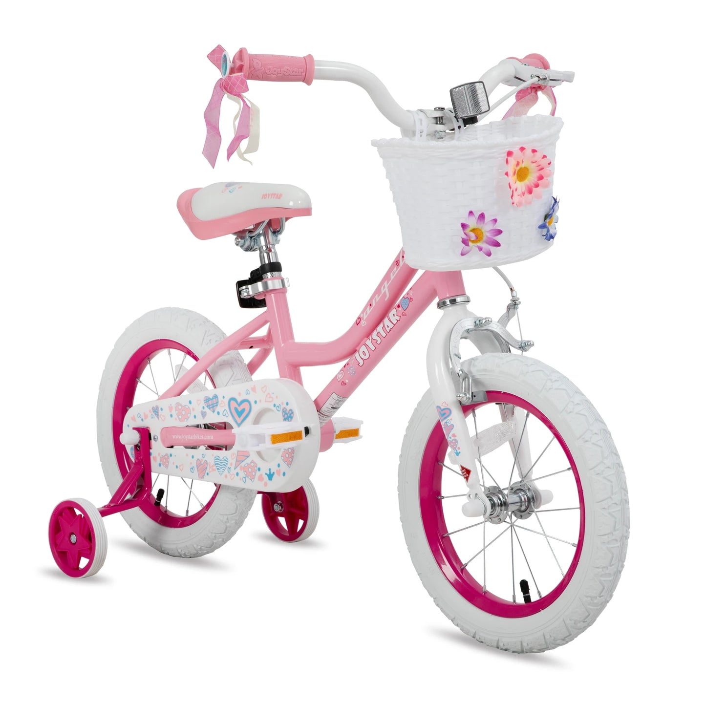 Girls Bike with Basket & Training Wheels Kids Bike Foot Brake