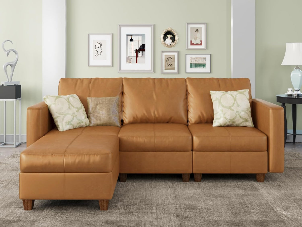 Brown Modular Sectional Sofa with Hidden Storage