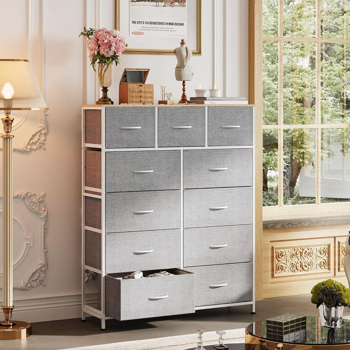Tall 11-Drawer Fabric Dresser Storage Tower
