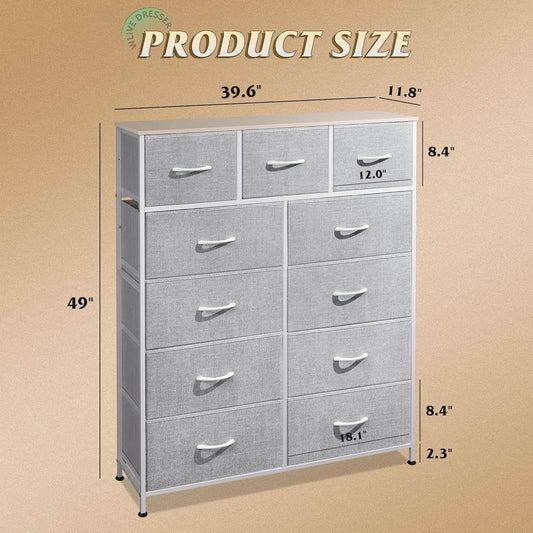 Tall 11-Drawer Fabric Dresser Storage Tower