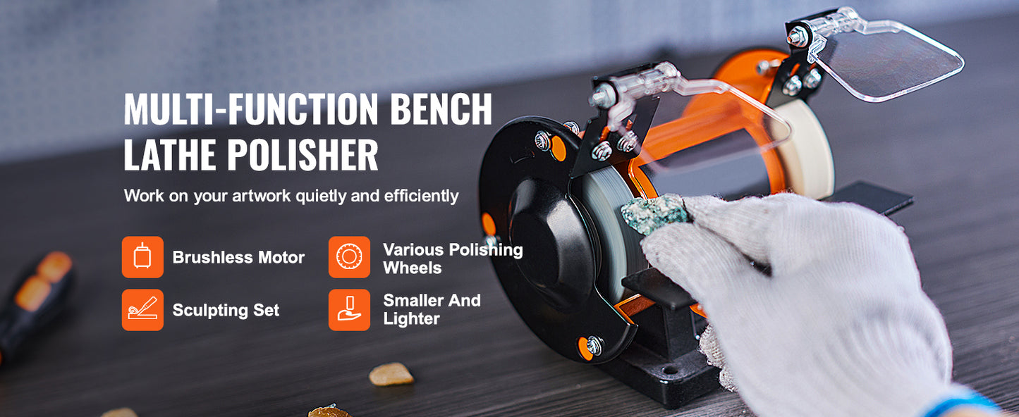 3in Jewelry Polisher Buffer Brushless Adjustable Speed Bench Grinder Polishing Machine