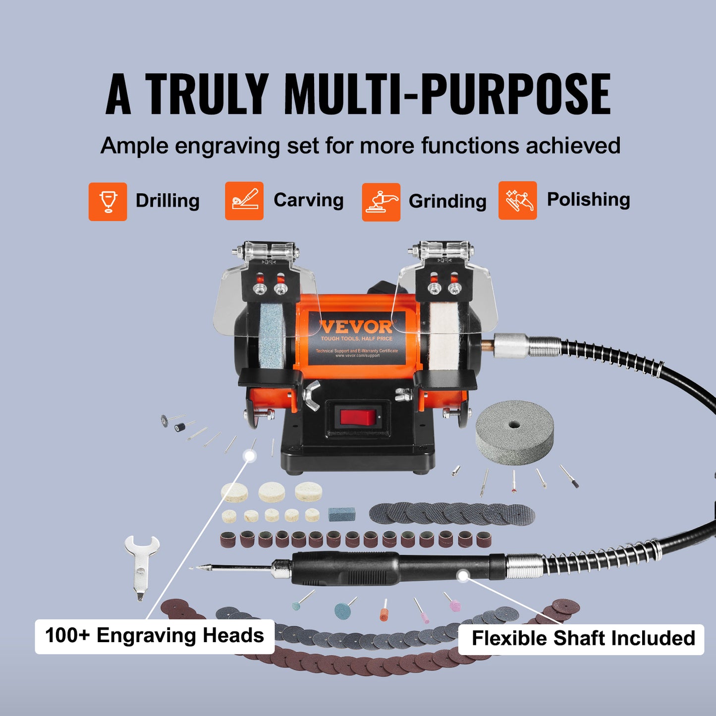 3in Jewelry Polisher Buffer Brushless Adjustable Speed Bench Grinder Polishing Machine